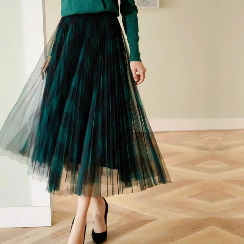 Long pleated a outlet line skirt