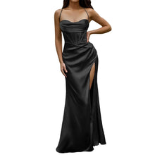 Charger l&#39;image dans la galerie, Satin Fishbone Ruched Gown