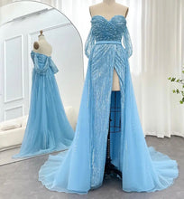 Cargar imagen en el visor de la galería, Tulle Sequined High Split Ruched Gowns