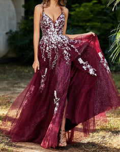 Sparkly Tulle Appliques Prom Dress