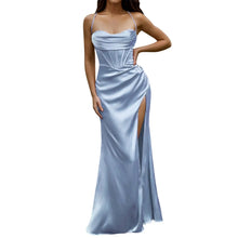 Carica l&#39;immagine nel visualizzatore di Gallery, Satin Fishbone Ruched Gown