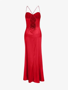 Satin Fishbone Ruched Gown