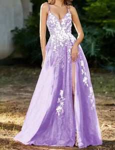 Sparkly Tulle Appliques Prom Dress