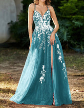 Cargar imagen en el visor de la galería, Sparkly Tulle Appliques Prom Dress