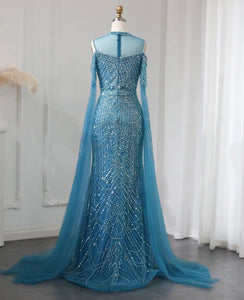 Mermaid Cape Sleeves Part Gown