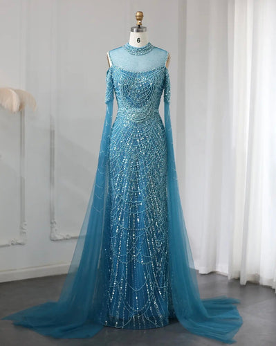 Mermaid Cape Sleeves Part Gown