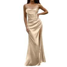 Carregar imagem no visualizador da galeria, Satin Fishbone Ruched Gown