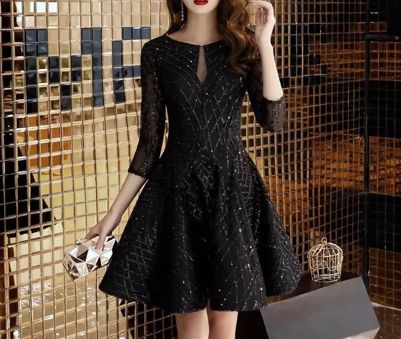 Black Shining Sequins Dress yourpersonalstylistuk